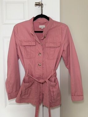 LOFT Dusty Rose Utility Belted Jacket